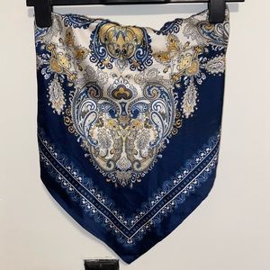 Silky Navy Blue & Gold Bandana Tube Top